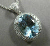 ESTATE LARGE 5.82CT DIAMOND & AAA AQUAMARINE 14K WHITE GOLD 3D OVAL HALO PENDANT