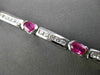 ANTIQUE 4.54CTW DIAMOND & AAA OVAL RUBY 14KT WHITE GOLD CHANNEL BRACELET #19757