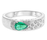 .55CT DIAMOND & AAA EMERALD 14KT WHITE GOLD PEAR SHAPE & ROUND ETOILE FUN RING