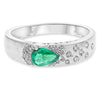 .55CT DIAMOND & AAA EMERALD 14KT WHITE GOLD PEAR SHAPE & ROUND ETOILE FUN RING