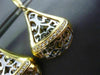 ESTATE LARGE .20CT DIAMOND 14KT TWO TONE GOLD 3D FLEUR DE LIS FILIGREE EARRINGS
