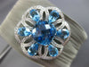 WIDE 9.33CT DIAMOND & AAA BLUE TOPAZ 14KT GOLD & STAINLESS STEEL BANGLE BRACELET
