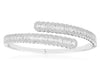LARGE 5.30CT DIAMOND 14K WHITE GOLD 3 ROW SEMI BEZEL CRISS CROSS BANGLE BRACELET