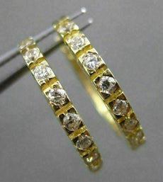ESTATE CUBIC ZIRCONIA 14KT YELLOW GOLD CLASSIC SEMI BEZEL HUGGIE EARRINGS #24353
