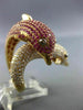 EXTRA LARGE 5.35CT DIAMOND & AAA PINK RUBY 18K ROSE GOLD DOUBLE DOLPHIN FUN RING