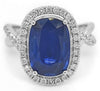 LARGE 4.60CT DIAMOND & AAA SAPPHIRE 18K WHITE GOLD CUSHION & ROUND INFINITY RING