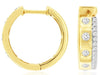 .54CT DIAMOND 14K 2 TONE GOLD 3D ROUND ETOILE 2 ROW HUGGIE HOOP HANGING EARRINGS