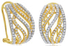 WIDE .87CT DIAMOND 14KT 2 TONE GOLD 3D MULTI ROW MULTI WAVE FUN HANGING EARRINGS