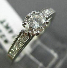 ESTATE .90CT DIAMOND 14KT WHITE GOLD 3D FILIGREE CLASSIC ENGAGEMENT RING #22179