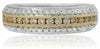 WIDE .62CT WHITE & FANCY YELLOW DIAMOND 18K 2TONE GOLD FILIGREE ANNIVERSARY RING