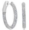 LARGE 3.35CT DIAMOND 14KT WHITE GOLD MULTI ROW INSIDE OUT HOOP HANGING EARRINGS