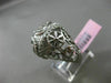 ESTATE MASSIVE .25CT DIAMOND 14KT WHITE GOLD 3D OPEN FILIGREE FLOWER LEAF RING