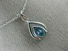 1.48CT DIAMOND & AAA PEAR SHAPE BLUE TOPAZ 14KT WHITE GOLD 3D TEAR DROP PENDANT