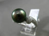 ESTATE .26CT DIAMOND 14KT WHITE GOLD 3D AAA TAHITIAN PEARL PAVE SOLITAIRE RING
