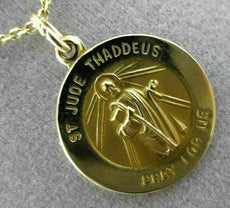 ESTATE 14KT YELLOW GOLD CIRCULAR SAINT JUDE THADDEUS PRAY FOR US PENDANT #25010