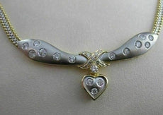 ESTATE .80CT DIAMOND 18KT WHITE & YELLOW GOLD 3D HANGING HEART DIAMOND NECKLACE