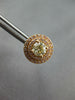 LARGE 1.29CT WHITE & FANCY YELLOW DIAMOND 18KT ROSE GOLD 3D HALO STUD EARRINGS