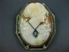 ANTIQUE LARGE .07CT DIAMOND CLASSIC LADY FLOWER CAMEO PIN PENDANT #21437