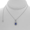 LARGE 1.71CT DIAMOND & AAA SAPPHIRE 18KT WHITE GOLD CUSHION HALO LOVE NECKLACE