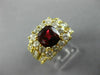 LARGE 4.1CT ROUND & BAGUETTE DIAMOND & RUBY 18K YELLOW GOLD HALO ENGAGEMENT RING