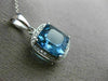 ESTATE LARGE 5.22CT DIAMOND & AAA BLUE TOPAZ 14KT WHITE GOLD HALO SQUARE PENDANT
