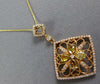 1.43CT WHITE & FANCY YELLOW DIAMOND 18KT ROSE GOLD OPEN FILIGREE SQUARE PENDANT