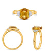 LARGE 2.70CT DIAMOND & AAA YELLOW SAPPHIRE 18KT YELLOW GOLD OVAL ENGAGEMENT RING