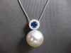 LARGE 1.58CT DIAMOND & AAA SAPPHIRE & AAA SOUTH SEA PEARL 18K WHITE GOLD PENDANT