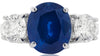 5.39CT DIAMOND & AAA SAPPHIRE PLATINUM 3D OVAL & ROUND 3 STONE ENGAGEMENT RING
