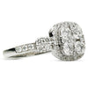 ESTATE 1.39CT ROUND DIAMOND 18KT WHITE GOLD CLUSTER SQUARE LOVE ENGAGEMENT RING