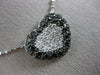 ESTATE 1.22CT WHITE & BLACK DIAMOND 14K WHITE GOLD LOVE HEART PENDANT CHAIN #586