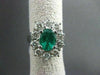 ESTATE LARGE 3.44CT DIAMOND & AAA COLOMBIAN EMERALD 18KT WHITE GOLD CLUSTER RING