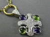 ESTATE LARGE 3.50CT DIAMOND & GREEN PURPLE AMETHYST 14K GOLD PAVE ITALY NECKLACE