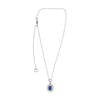 LARGE 1.71CT DIAMOND & AAA SAPPHIRE 18KT WHITE GOLD CUSHION HALO LOVE NECKLACE