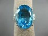 EXTRA LARGE 16.75CT DIAMOND & AAA OVAL BLUE TOPAZ 14KT WHITE GOLD HALO FUN RING