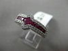ESTATE 1.57CT DIAMOND & AAA RUBY 18KT WHITE GOLD 3D SIDEWAYS SQUARE PROMISE RING