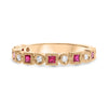 .44CT DIAMOND & AAA RUBY 14K ROSE GOLD PRINCESS & ROUND CLASSIC ANNIVERSARY RING
