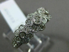 ESTATE .75CT DIAMOND 14KT WHITE GOLD 3 STONE FLOWER FILIGREE MILGRAIN LOVE RING