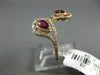 ESTATE .87CT DIAMOND & AAA RUBY 14K ROSE GOLD PEAR SHAPE FLOWER CRISS CROSS RING