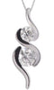 ESTATE .50CT DIAMOND 14KT WHITE GOLD 3D DOUBLE STONE LOVE KNOT FUN PENDANT