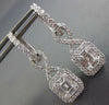 ESTATE 1.59CT DIAMOND 18KT WHITE GOLD ROUND & BAGUETTE SQUARE HANGING EARRINGS