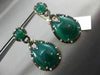 ESTATE LARGE 1.15CT DIAMOND & GREEN AGATE 14K YELLOW GOLD 3D PEAR SHAPE EARRINGS