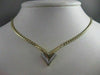 ESTATE DIAMOND 14KT WHITE & YELLOW GOLD OPEN V SHAPE ARROW NECKLACE 16.5" #20744