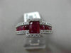 ESTATE WIDE 2.14CT DIAMOND & AAA RUBY 18K WHITE GOLD 3D SQUARE LOVE PROMISE RING