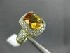 EXTRA LARGE 3.40CT DIAMOND & AAA CITRINE 14KT 2 TONE GOLD CUSHION FILIGREE RING
