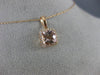 ESTATE .96CT DIAMOND & AAA MORGANITE 14KT ROSE GOLD SQUARE HALO FLOATING PENDANT
