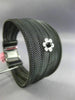 WIDE .10CT DIAMOND & AAA ENAMEL 18K WHITE GOLD & STAINLESS STEEL BANGLE BRACELET