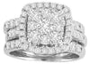LARGE 2.0CT DIAMOND 14K WHITE GOLD SQUARE CLUSTER MULTI ROW HALO ENGAGEMENT RING