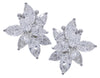 LARGE 12.2CT DIAMOND PLATINUM PEAR SHAPE & MARQUISE CLUSTER FLOWER STUD EARRINGS