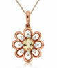 ESTATE .40CT DIAMOND & AAA MORGANITE 14KT ROSE GOLD ROUND & OVAL FLOWER PENDANT